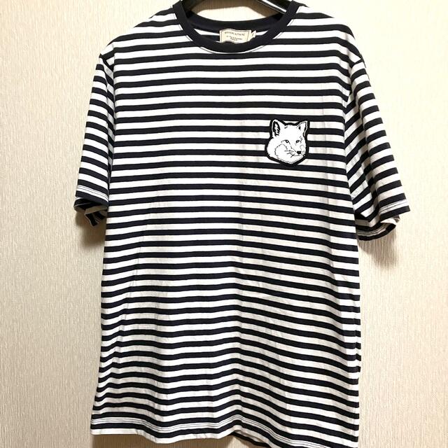 MAISON KITSUNE'(メゾンキツネ)のメゾンキツネ　パッチ　ボーダー　Tシャツ　ユニセックス　XS レディースのトップス(Tシャツ(半袖/袖なし))の商品写真