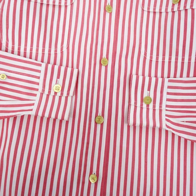 CHANEL - Vintage シャネル シャツ ブラウス ストライプ ココ CHANEL - Vintage シャネル シャツ ブラウス ストライプ ココ