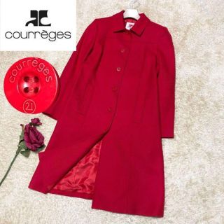 クレージュ(Courreges)のヴィンテージクレージュ♡ロングコート ウール 日本製 38サイズ 赤(ロングコート)