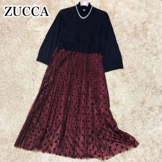 美品♡zucca ドッキングワンピース ロング ニット レース 近年モデル