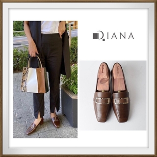 ダイアナ(DIANA)のs80 今期完売カラーブラウン ダイアナ スクエアトゥローファー 23cm(ローファー/革靴)