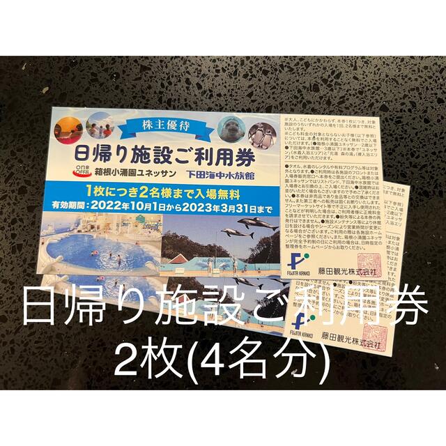 株主優待 藤田観光 日帰り施設ご利用券 2枚(最新) チケットの施設利用券(遊園地/テーマパーク)の商品写真