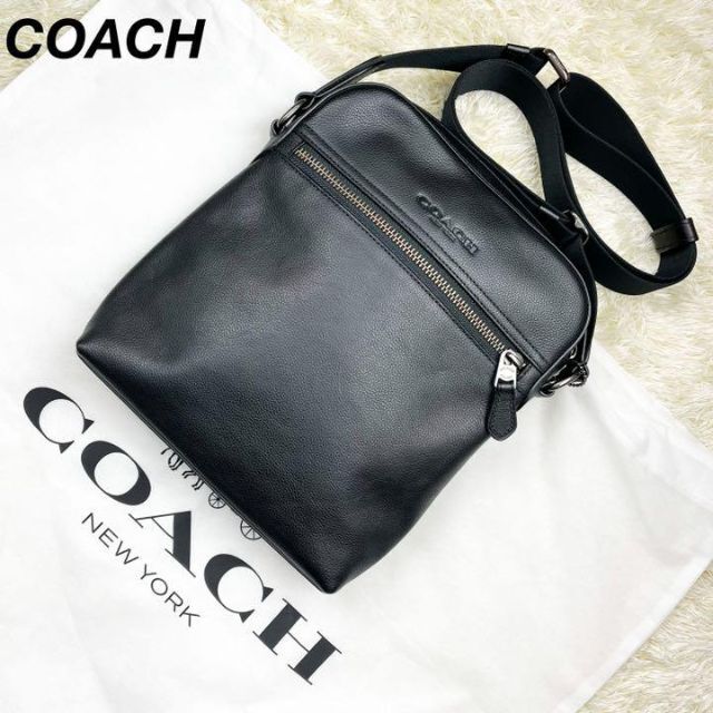 コーチ COACH ショルダーバッグ 斜め掛け チャーム レザー 黒