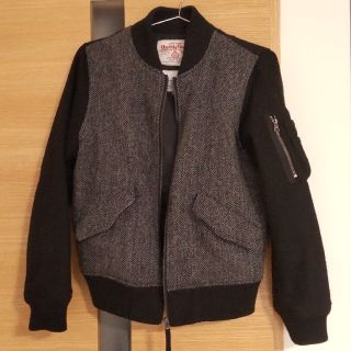 ハリスツイード(Harris Tweed)のハリスツイード Harris Tweed ジャケット ブルゾン 黒 L(ブルゾン)