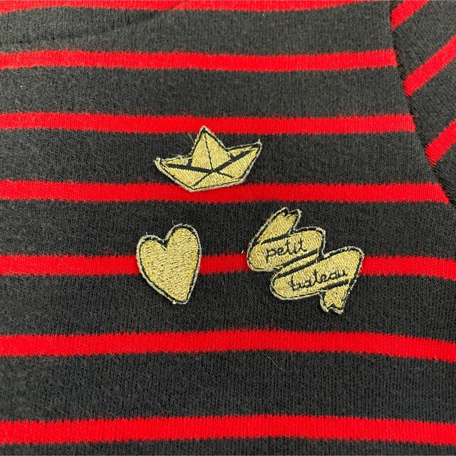 PETIT BATEAU(プチバトー)のプチバトー ୨୧ ボーダー フレア ワンピース 12m 74cm キッズ/ベビー/マタニティのベビー服(~85cm)(ワンピース)の商品写真