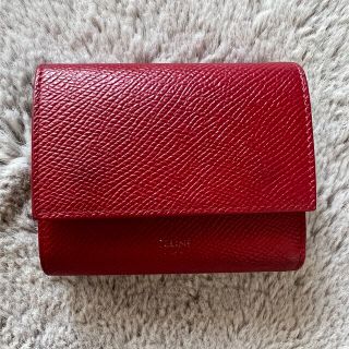 セリーヌ(celine)の美品 大人気‼︎CELINE セリーヌ 二つ折り財布 ミニウォレット赤 レッド(財布)