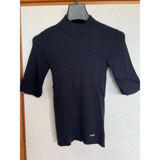 ブルーレーベルクレストブリッジ(BLUE LABEL CRESTBRIDGE)の美品 大人気‼︎ブルーレーベルクレストブリッジ 5部丈ニット ネイビー 38(ニット/セーター)