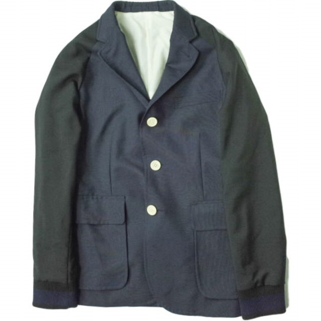 MARKAWARE マーカウェア 日本製 SPORTS JACKET モヘアフレスコ スポーツジャケット A14A-03JK01C 1 NAVY/BLACK 切り替え 3B テーラード アウター【MARKAWARE】約49cm裄丈