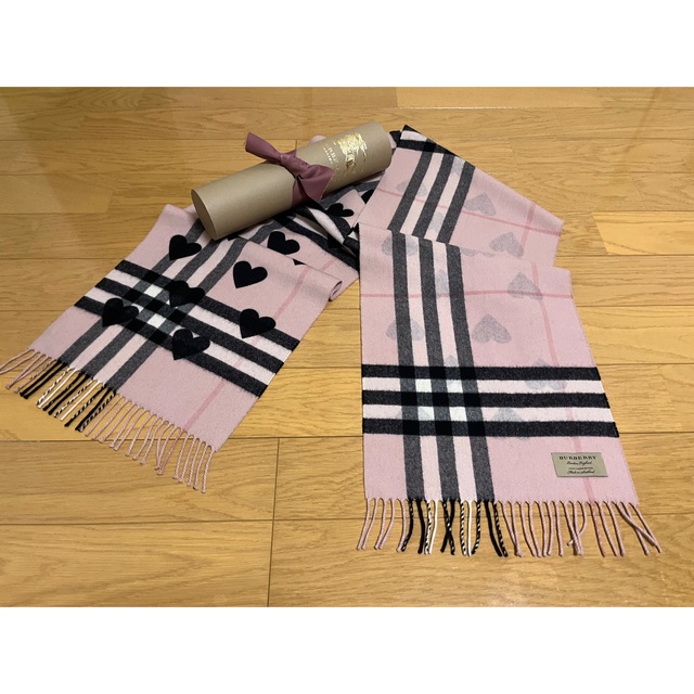 BURBERRY バーバリー マフラー カシミア％ 未使用に近い ピンク系