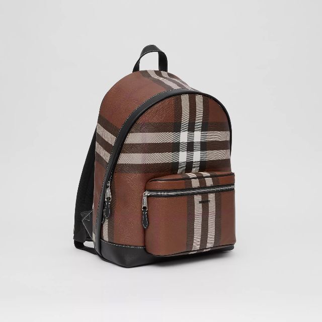 22SS CHECK AND LEATHER BACKPACK