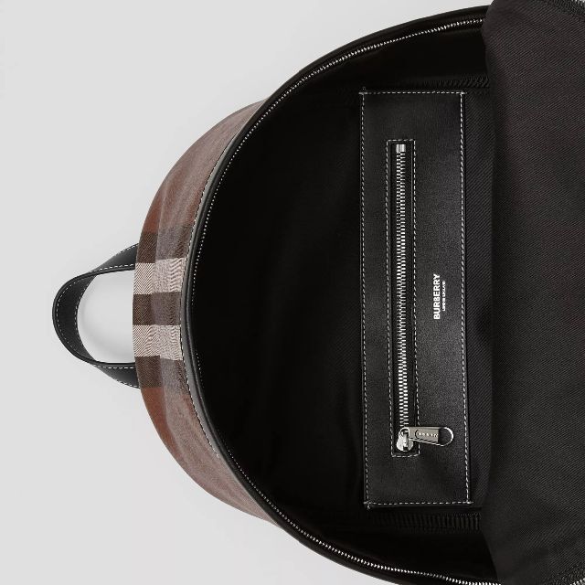 22SS CHECK AND LEATHER BACKPACK