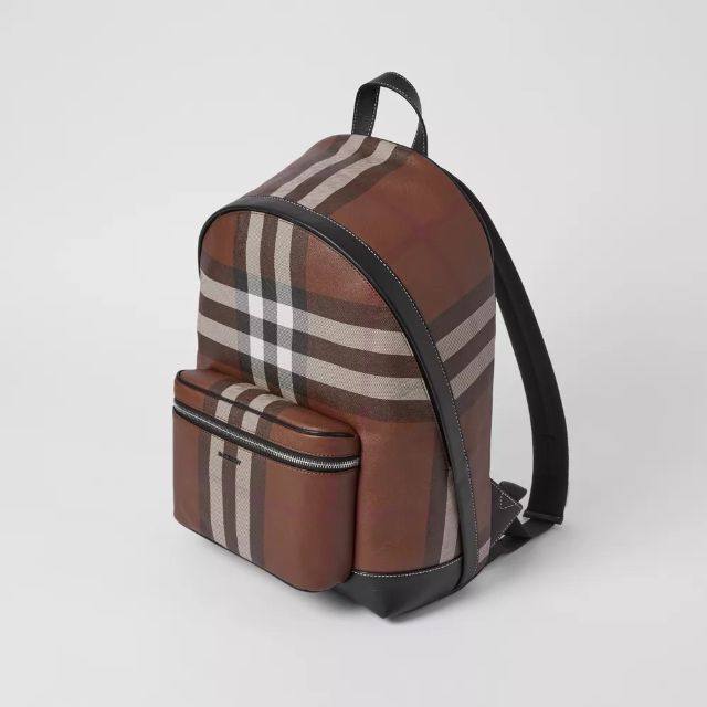 22SS CHECK AND LEATHER BACKPACK