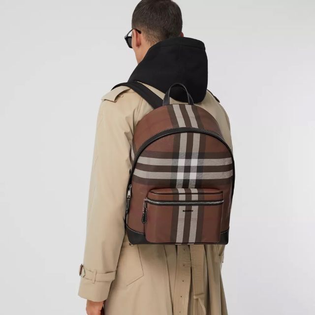 22SS CHECK AND LEATHER BACKPACK