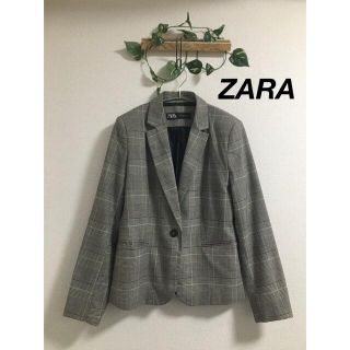 ザラ(ZARA)の【美品】ZARA テーラードジャケット グレンチェック　大きいサイズ(テーラードジャケット)