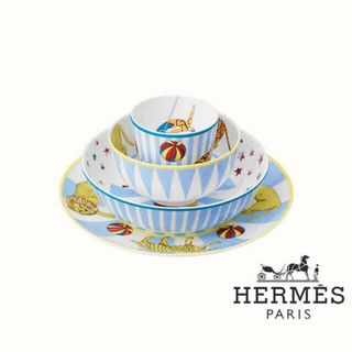 HERMES - 【新品未使用】エルメス 食器4枚セット サーカス 水色 HERMES - 【新品未使用】エルメス 食器4枚セット サーカス 水色