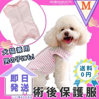 【ピンクM】猫犬 術後服 ウェア 雄雌兼用 エリザベスカラーの代わりに 舐め防止(猫)