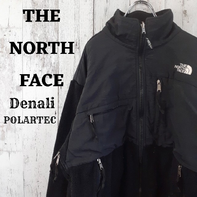 US規格ノースフェイスデナリジャケット黒ブラック刺繍ロゴLポーラテック | フリマアプリ ラクマ
