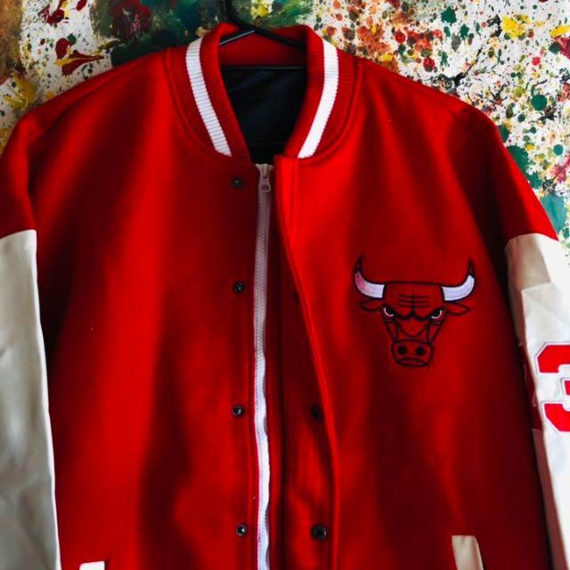 Chicago bulls スタジャン ブルゾン 赤 バスケ NBA ブルズの通販 Chicago bulls スタジャン ブルゾン 赤 バスケ NBA ブルズの通販