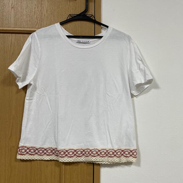 ZARA(ザラ)のZARA 裾レースTシャツ レディースのトップス(Tシャツ(半袖/袖なし))の商品写真