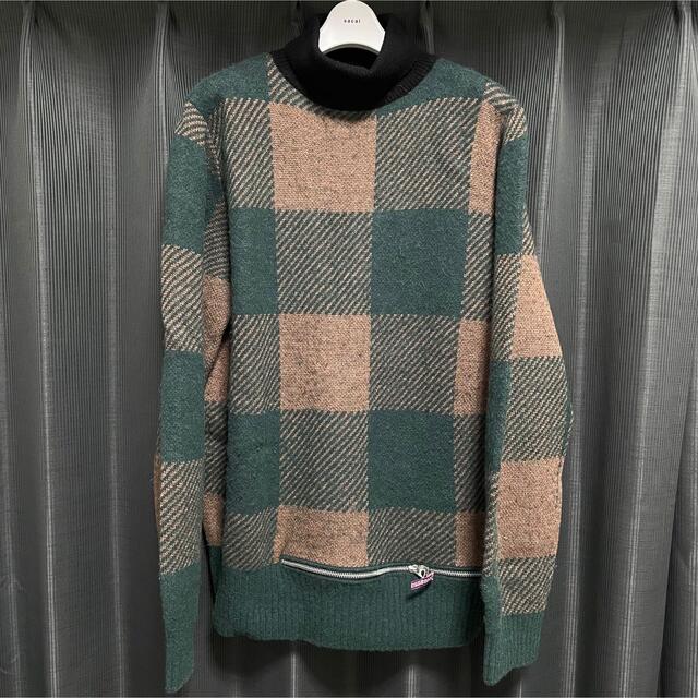 sacai BUFFALO CHECK PULLOVER ZIPKNIT ニット