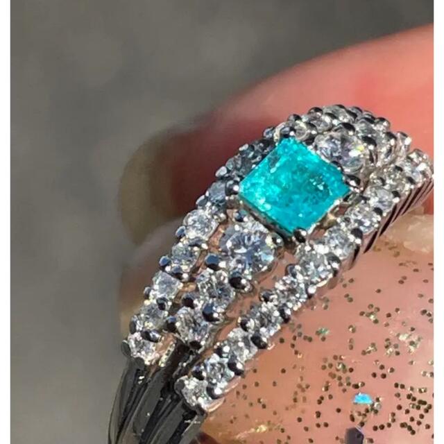 ホボ新品✨Pt 900❤️希少ブラジル産レアカット✨パライバ&ダイヤリング レディースのアクセサリー(リング(指輪))の商品写真