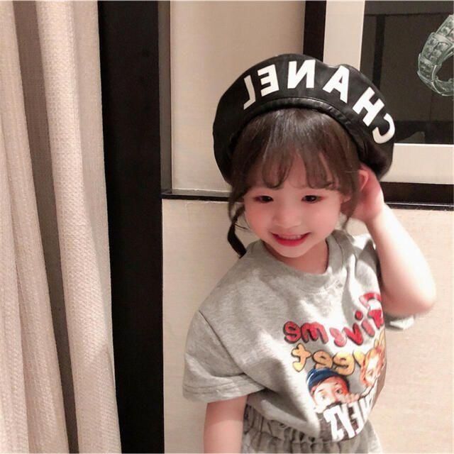 スウェットセットアップ100cm アメカジプリント　韓国子供服 キッズ/ベビー/マタニティのキッズ服女の子用(90cm~)(ワンピース)の商品写真