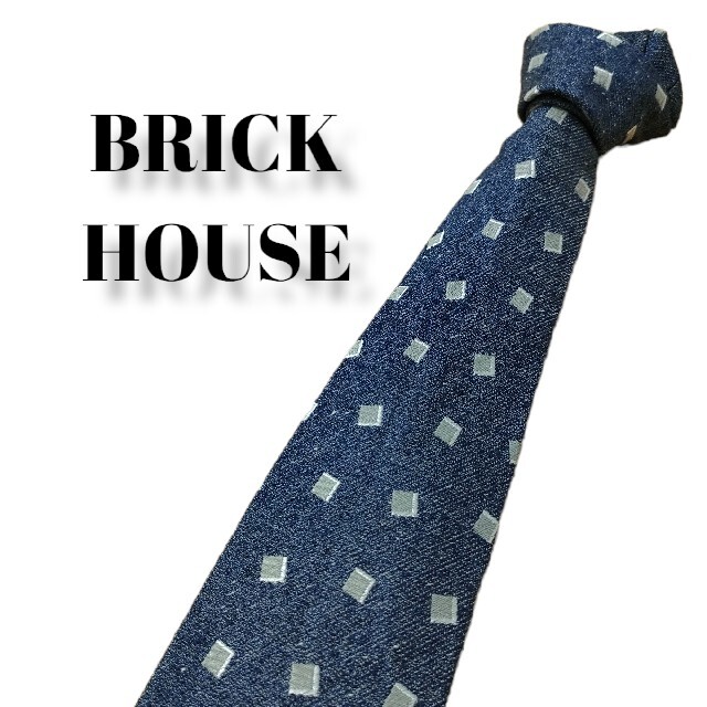 【美品】BRICK HOUSE　ブリックハウス　ライトネイビー　ドット柄 メンズのファッション小物(ネクタイ)の商品写真