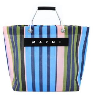 　新品　MARNI マルニカフェ　ストライプバッグ　ブルーミックス　