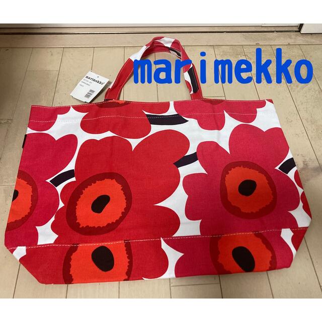 ひでぽんさま専用 新品 marimekko トートバッグ レッド 赤 L 花柄 www
