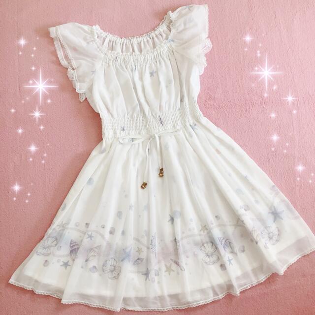 ☆Secret Honeyシークレットハニー☆シェル柄シフォンワンピース☆白