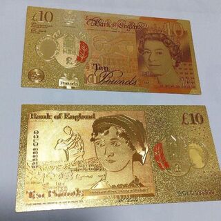 ゴールドお札２枚セットイギリス10ポンド金運ENGLAND POUNDS UK(その他)