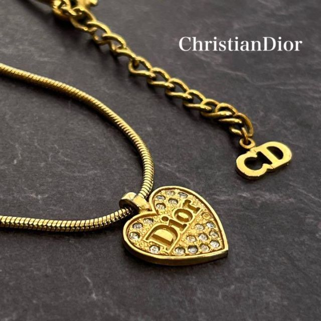 【美品】Christian Dior ハート　ネックレス　ゴールド　チェーン