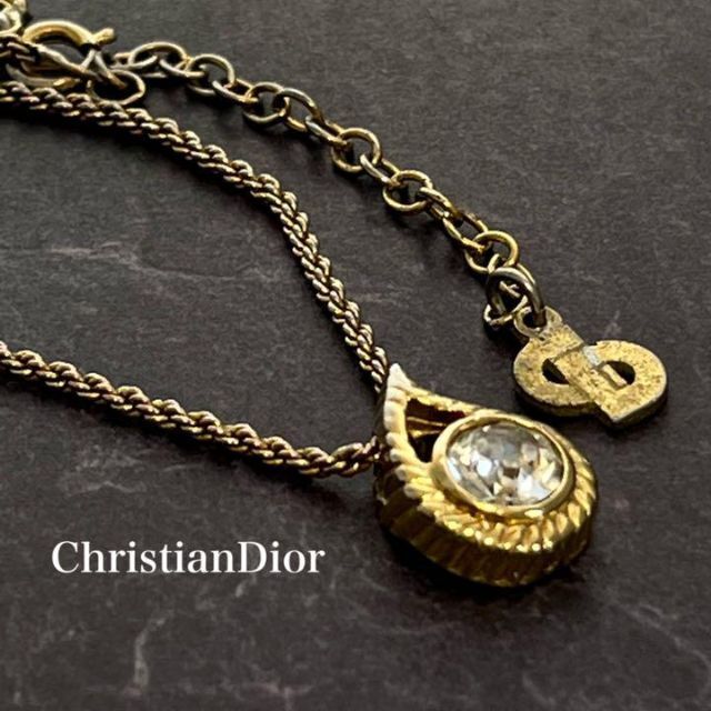 【良品】Christian Dior ネックレス　ゴールド　チェーン　ストーン