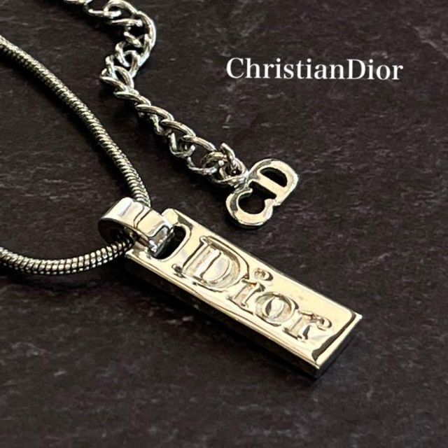 【美品】Christian Dior ネックレス プレート　シルバー　チェーン