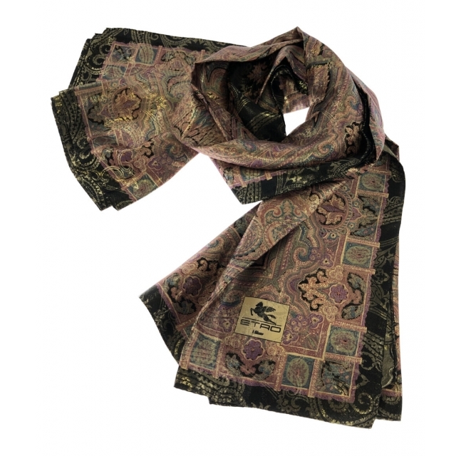 ETRO - エトロ ETRO ストール ペイズリー柄 金糸 シルク100