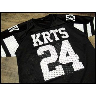 トゥエンティーフォーカラッツ(24karats)のG② 新品 24カラッツ ナンバリング メッシュ フットボール Tシャツ 黒 S(Tシャツ/カットソー(半袖/袖なし))