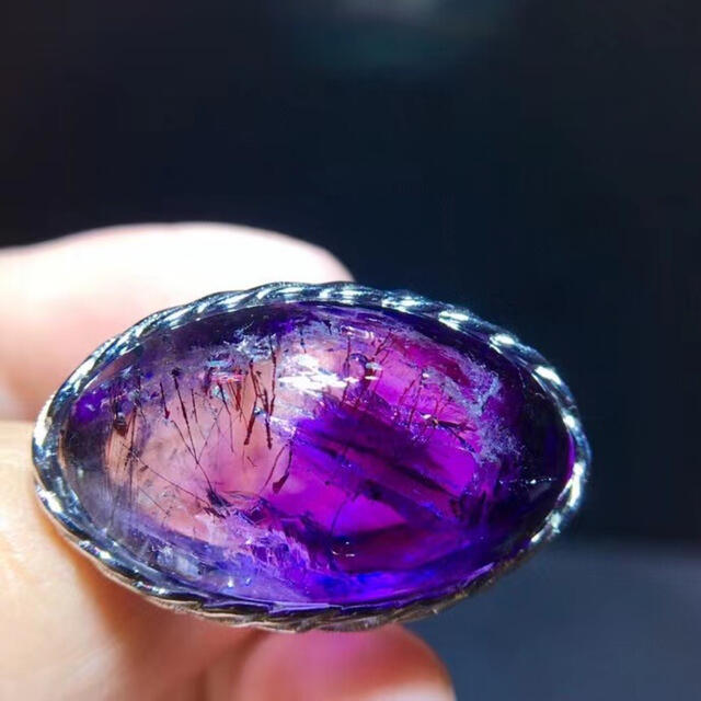 高級】天然スーパーセブン リング s925 27.5*15.5mm-