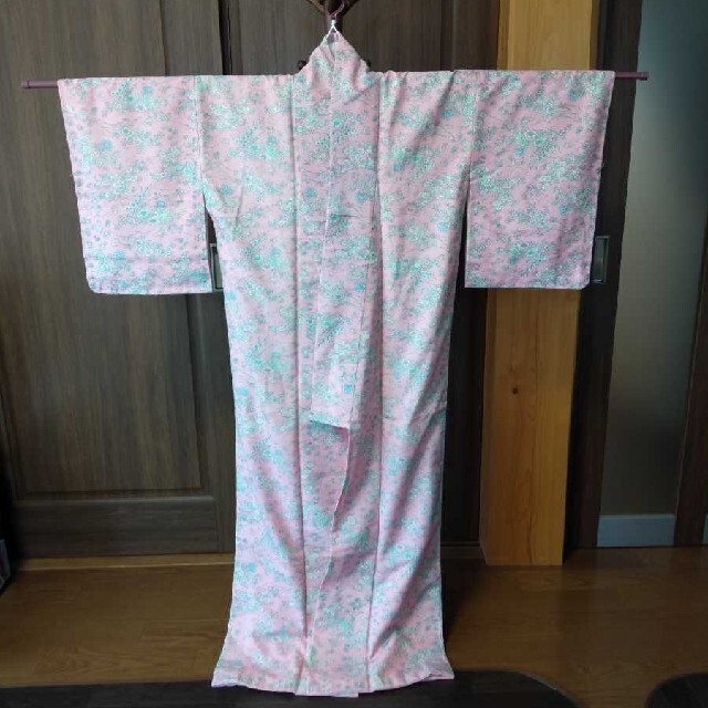 着物　きもの 　袷　あわせ　お茶会　浴衣　アンティーク着物　和服　和装　ピンク