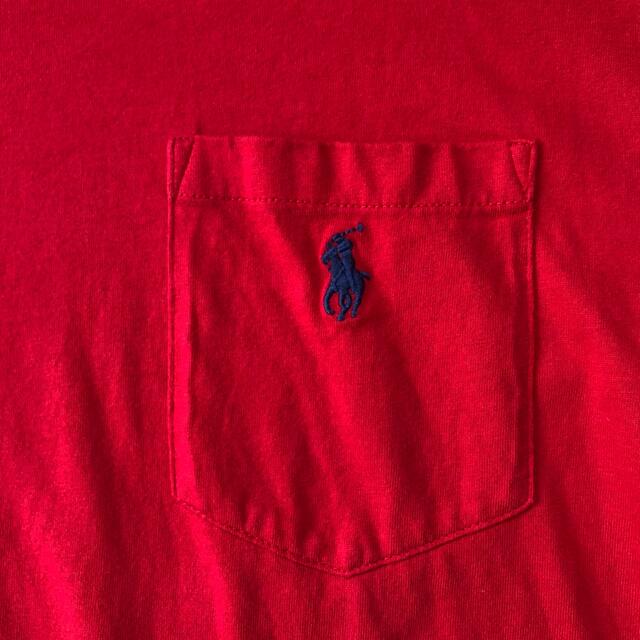 POLO RALPH LAUREN(ポロラルフローレン)のポロバイラルフローレン　ワンポイントロゴ　胸ポケット付き　長袖Tシャツ　赤色　S メンズのトップス(Tシャツ/カットソー(七分/長袖))の商品写真