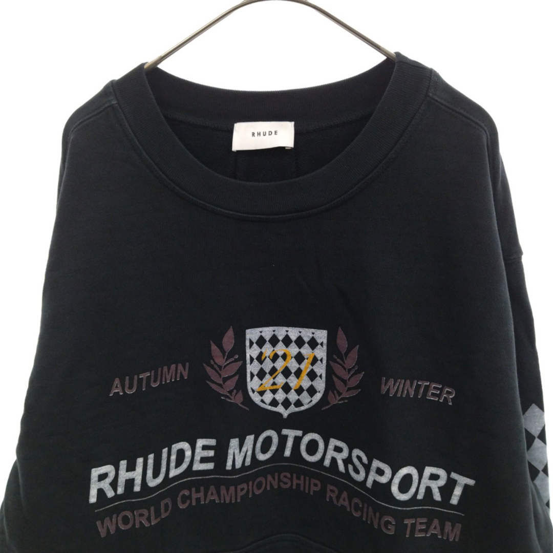 RUDE GALLERY ルードギャラリー 21AW Motor Crest モーター ロゴプリントクルーネック スウェットトレーナー ブラック  専門ショップ