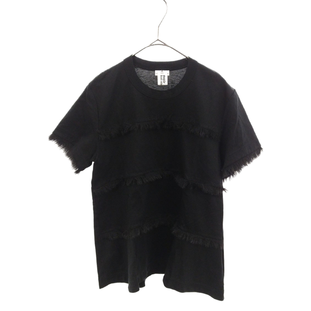 noir kei ninomiya(ノワールケイニノミヤ)のNOIR KEI NINOMIYA ノワール ケイニノミヤ フェイクファー切り替え 半袖Tシャツ ブラック 3D-T013 レディースのトップス(Tシャツ(半袖/袖なし))の商品写真
