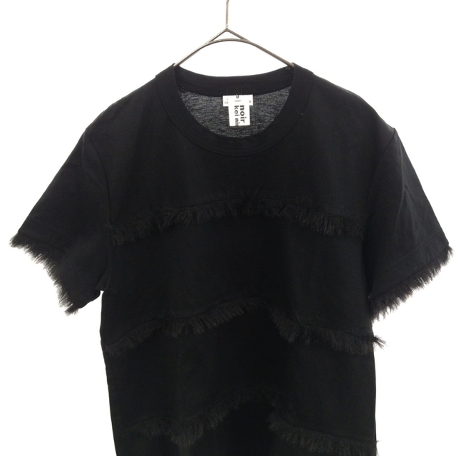 noir kei ninomiya(ノワールケイニノミヤ)のNOIR KEI NINOMIYA ノワール ケイニノミヤ フェイクファー切り替え 半袖Tシャツ ブラック 3D-T013 レディースのトップス(Tシャツ(半袖/袖なし))の商品写真