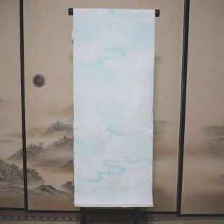 専用 紋意匠長襦袢地 水色地 合繊 反物 未仕立て品【K21】(和装小物)