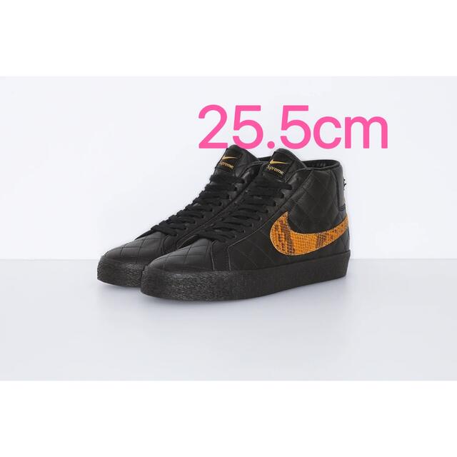 靴/シューズsupreme NIKE BLAZER MID BLACK 25.5cm