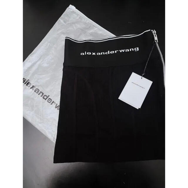 新品Alexanderwang logo ミニスカート X ストレッチブラ黒色