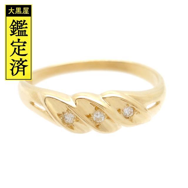 美品 ミキモト K18 イエロー(トリート)ダイヤ計0.03ct リング 指輪
