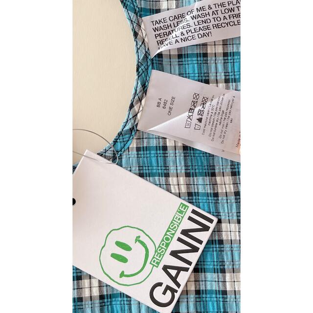 新品未使用✩GANNI つけ襟 ブルー チェック