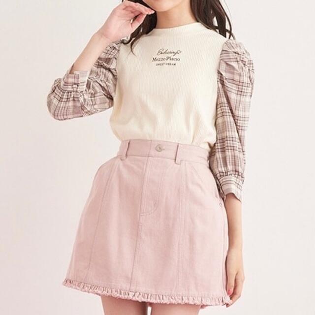 メゾピアノ新品新作タグ付きパワショルテレコ7分袖Tシャツ160