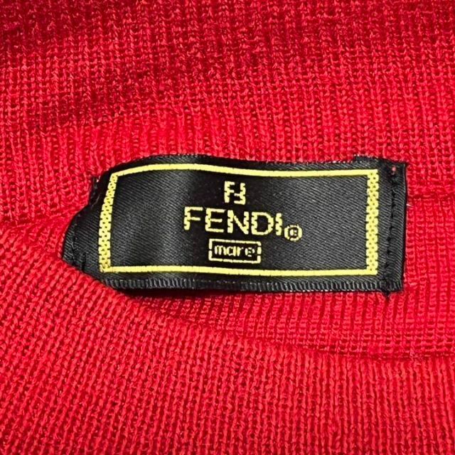 【美品】FENDI ズッカ柄 赤 ハイネック ウール ニット ズッキーニ レッド