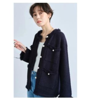 爆買い得価 JUSGLITTY ツイードニットジャケットの通販 by めっぽ's